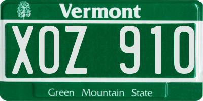 VT license plate XOZ910
