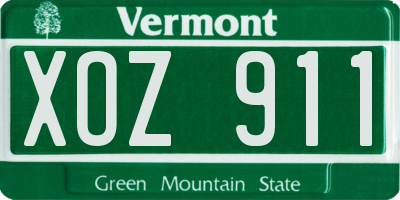 VT license plate XOZ911