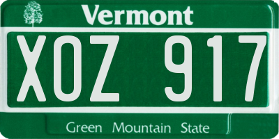 VT license plate XOZ917
