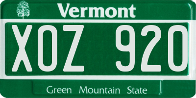 VT license plate XOZ920