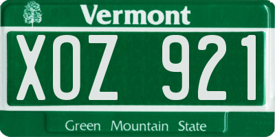VT license plate XOZ921