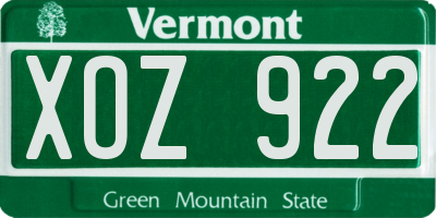 VT license plate XOZ922