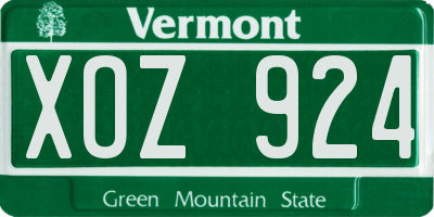 VT license plate XOZ924