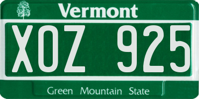 VT license plate XOZ925
