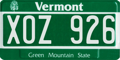 VT license plate XOZ926