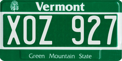 VT license plate XOZ927