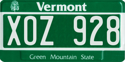 VT license plate XOZ928