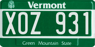 VT license plate XOZ931