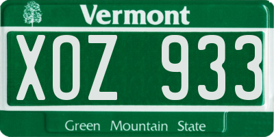 VT license plate XOZ933