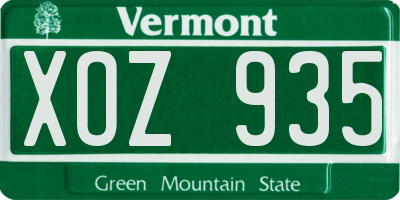 VT license plate XOZ935
