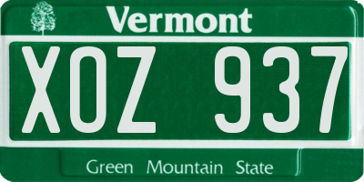 VT license plate XOZ937