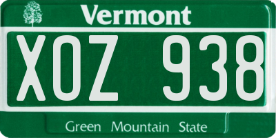VT license plate XOZ938