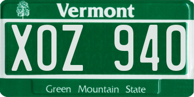 VT license plate XOZ940