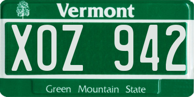 VT license plate XOZ942