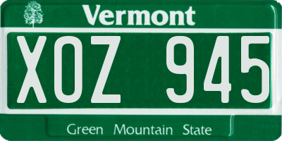 VT license plate XOZ945