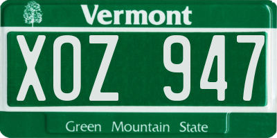 VT license plate XOZ947