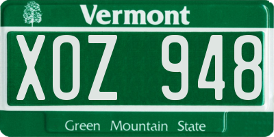VT license plate XOZ948
