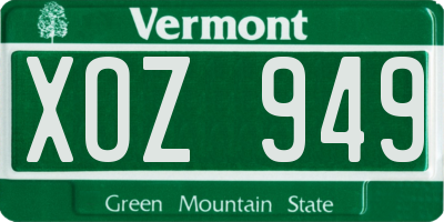 VT license plate XOZ949