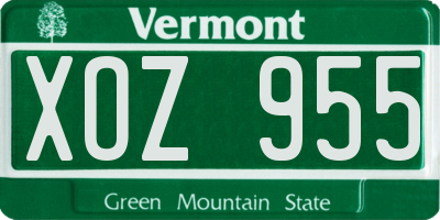 VT license plate XOZ955