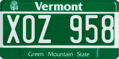 VT license plate XOZ958