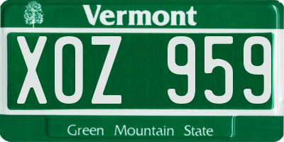 VT license plate XOZ959