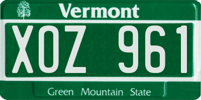 VT license plate XOZ961