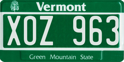 VT license plate XOZ963
