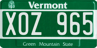 VT license plate XOZ965
