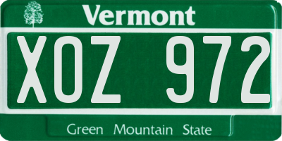 VT license plate XOZ972