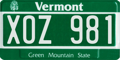 VT license plate XOZ981