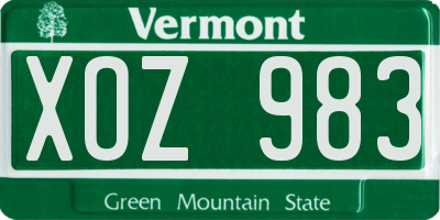 VT license plate XOZ983
