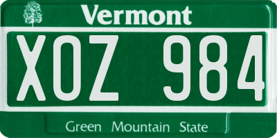 VT license plate XOZ984