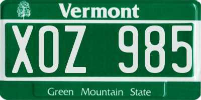 VT license plate XOZ985