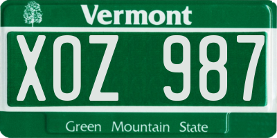 VT license plate XOZ987