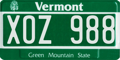 VT license plate XOZ988