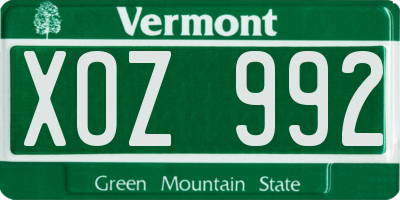 VT license plate XOZ992