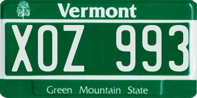 VT license plate XOZ993