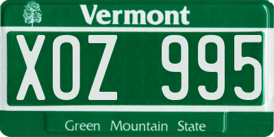 VT license plate XOZ995