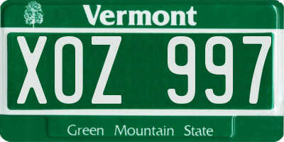VT license plate XOZ997