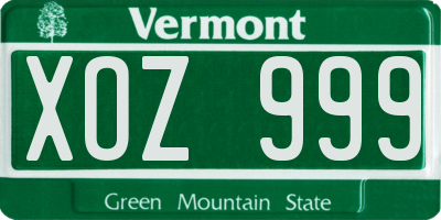 VT license plate XOZ999
