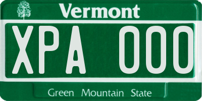 VT license plate XPA000
