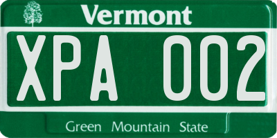 VT license plate XPA002
