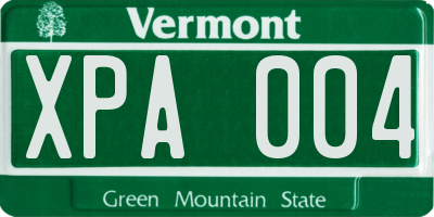 VT license plate XPA004