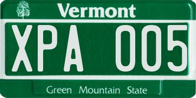 VT license plate XPA005