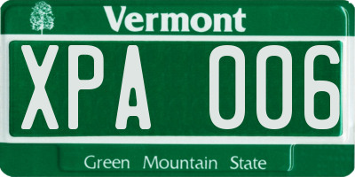VT license plate XPA006