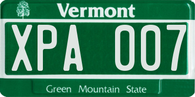 VT license plate XPA007