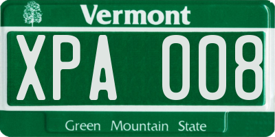 VT license plate XPA008