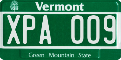 VT license plate XPA009