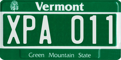 VT license plate XPA011