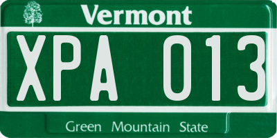 VT license plate XPA013
